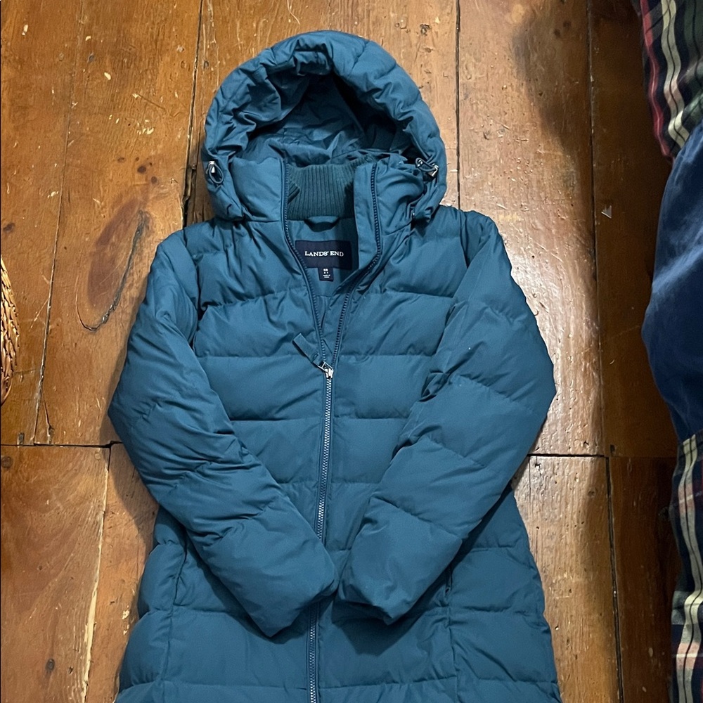 Lands' End Women's Deep Teal Puffer Coat XS